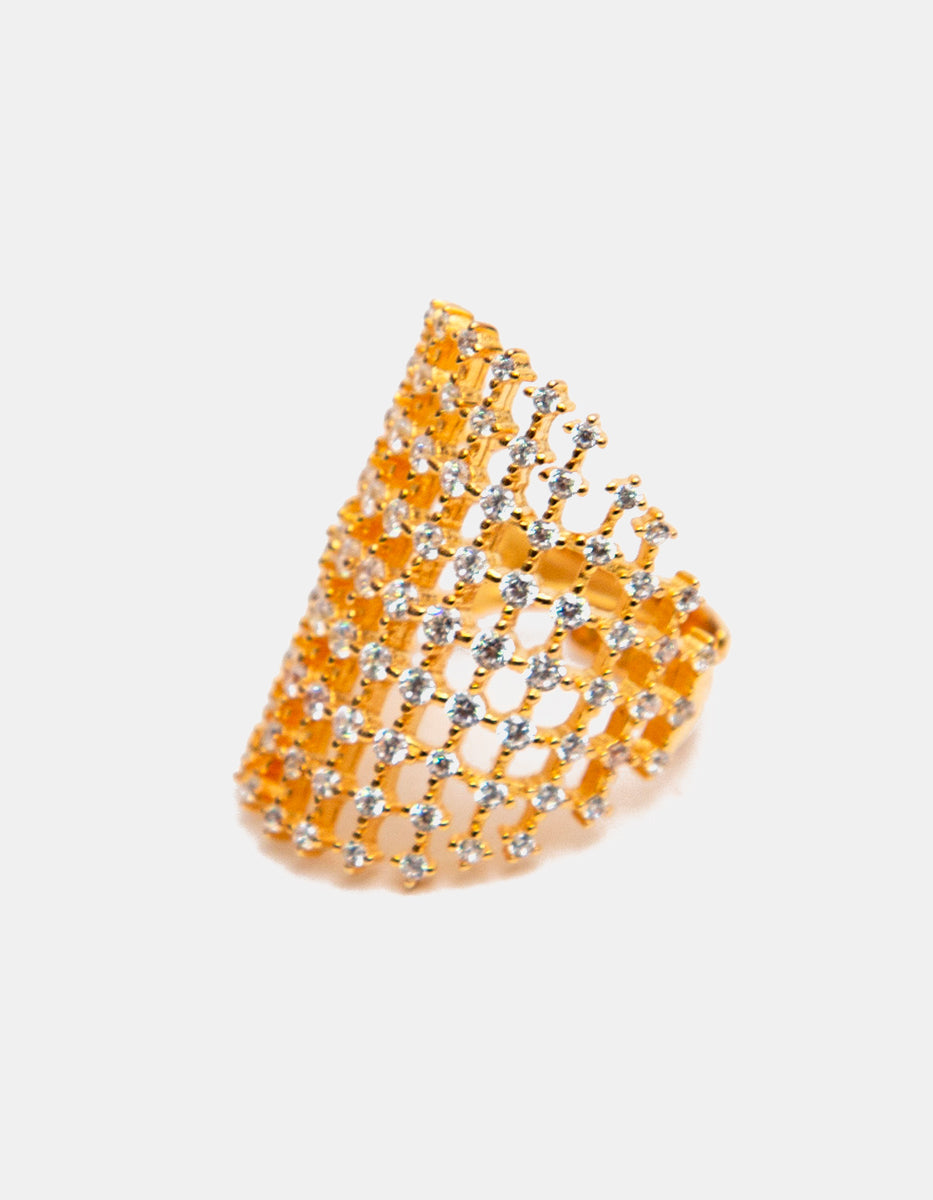 Luxury Color 22k gold-plated white topazes ring