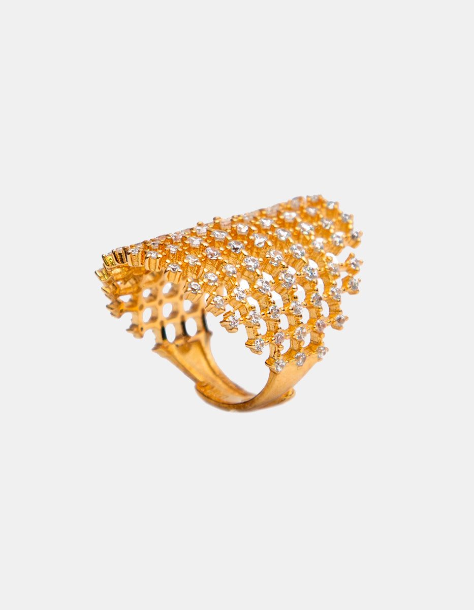 Luxury Color 22k gold-plated white topazes ring