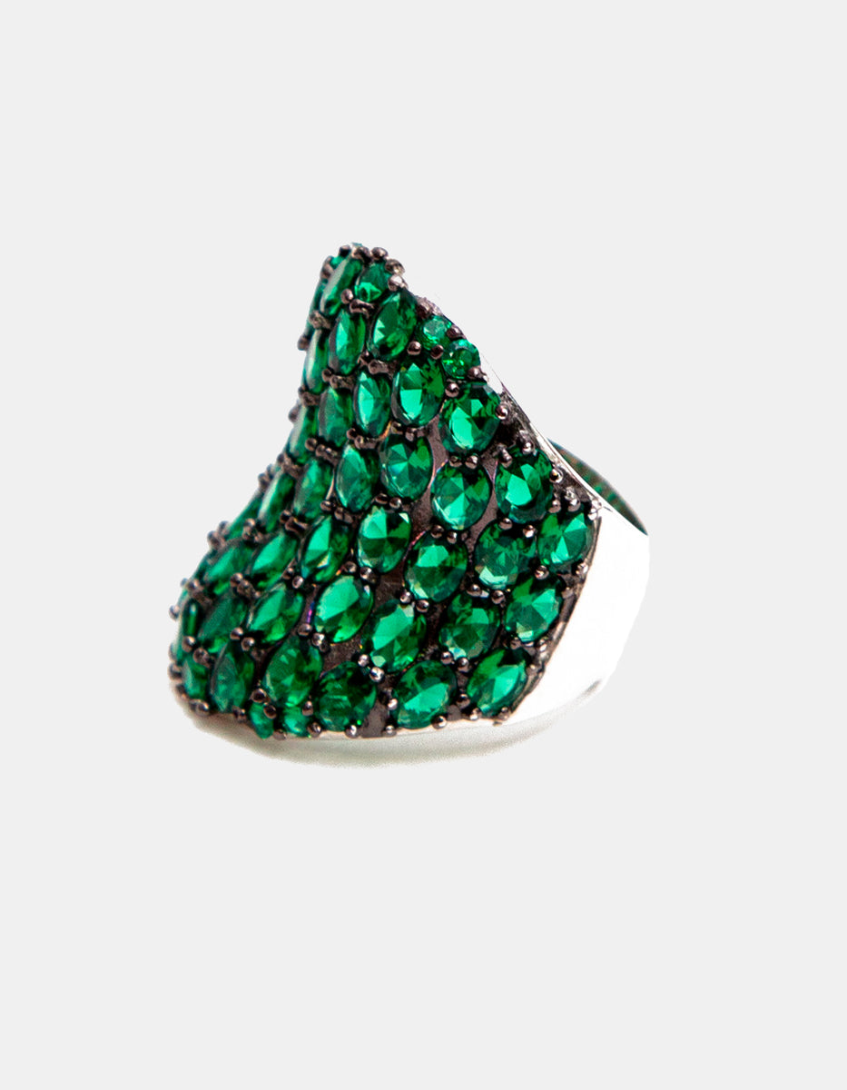 Luxury Color rhodium-plated emerald bombay gems ring
