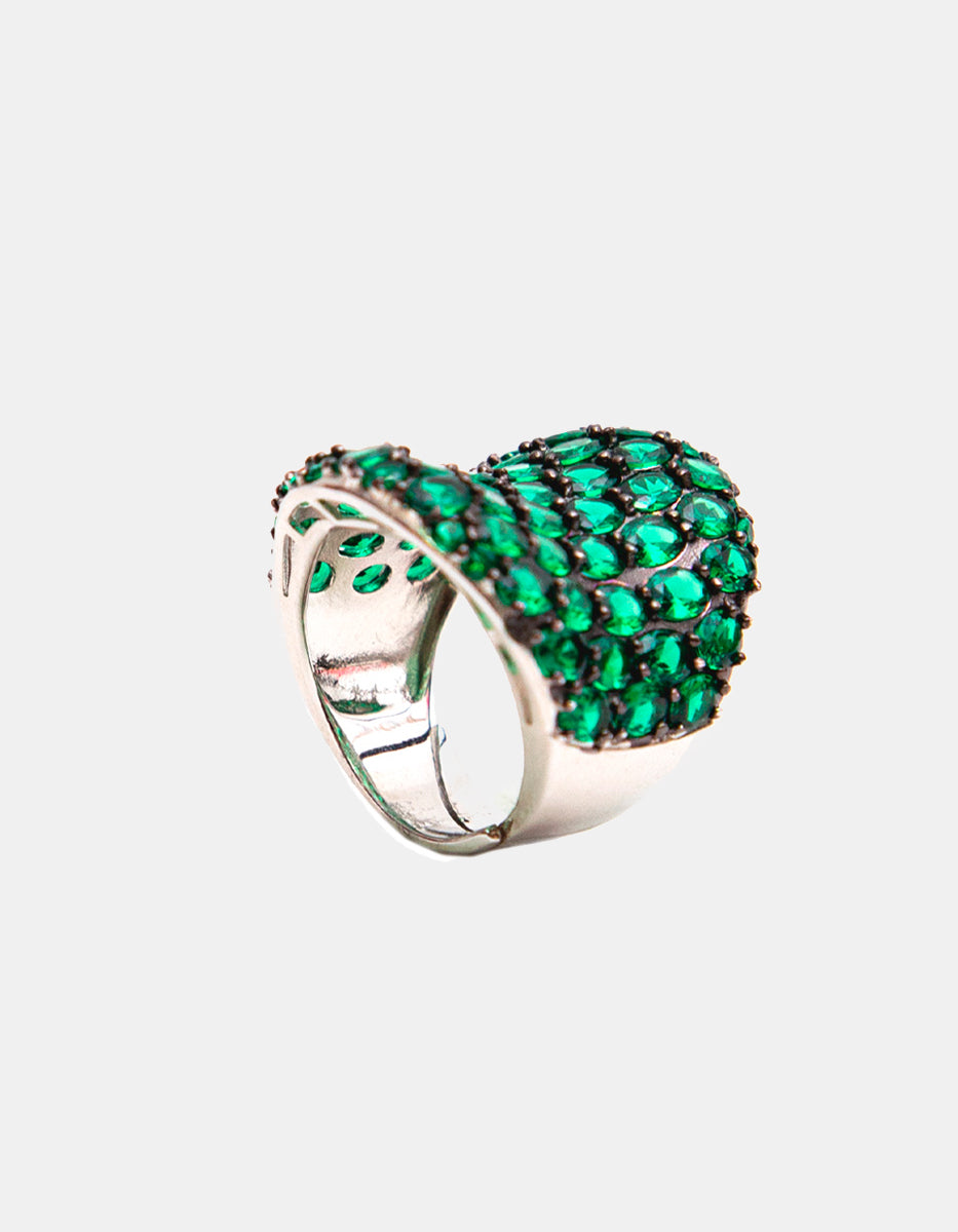 Luxury Color rhodium-plated emerald bombay gems ring