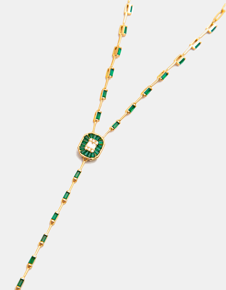 Luxury Color 22k gold-plated emerald bombay necklace