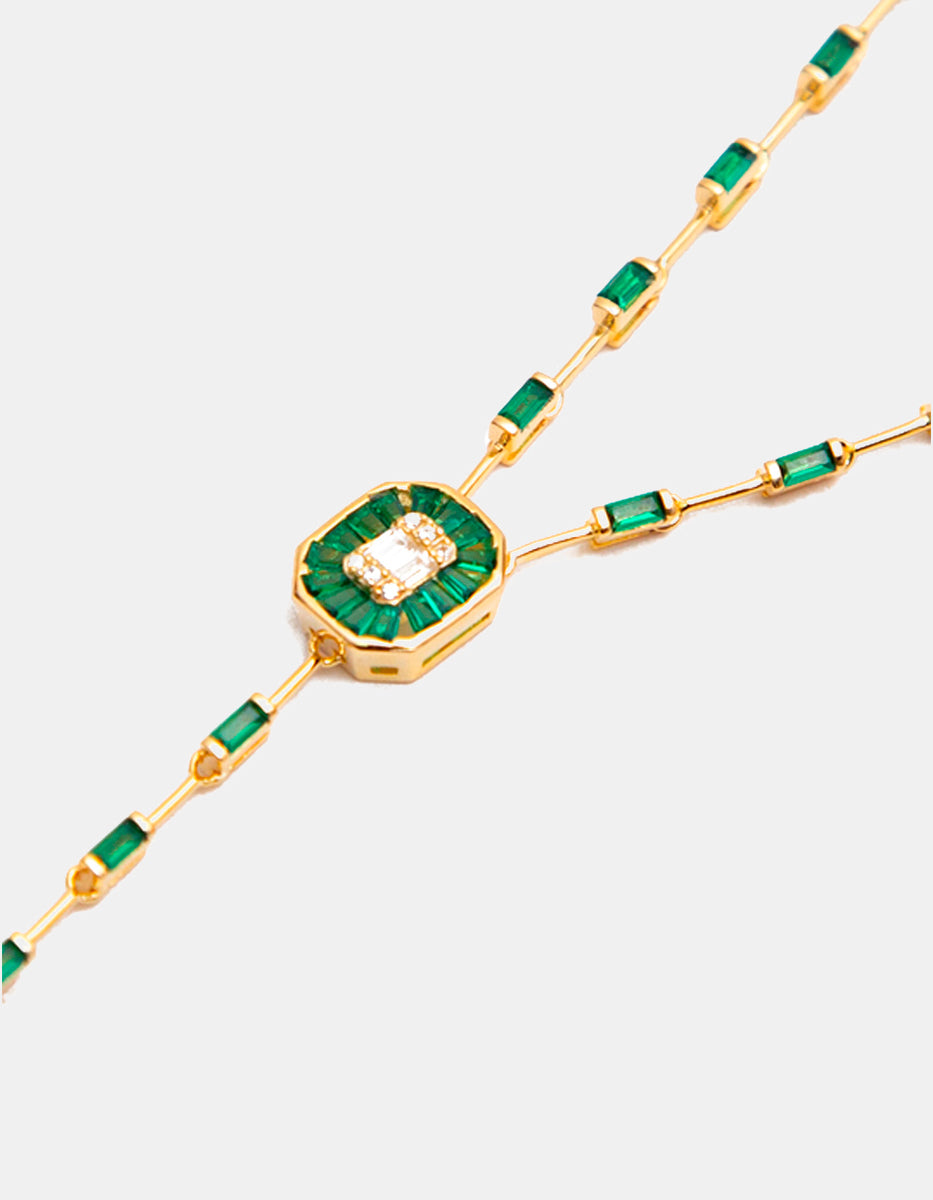 Luxury Color 22k gold-plated emerald bombay necklace