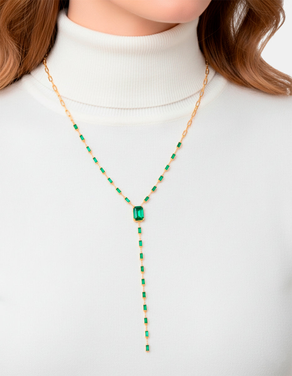 Luxury Color 22k gold-plated emerald bombay necklace