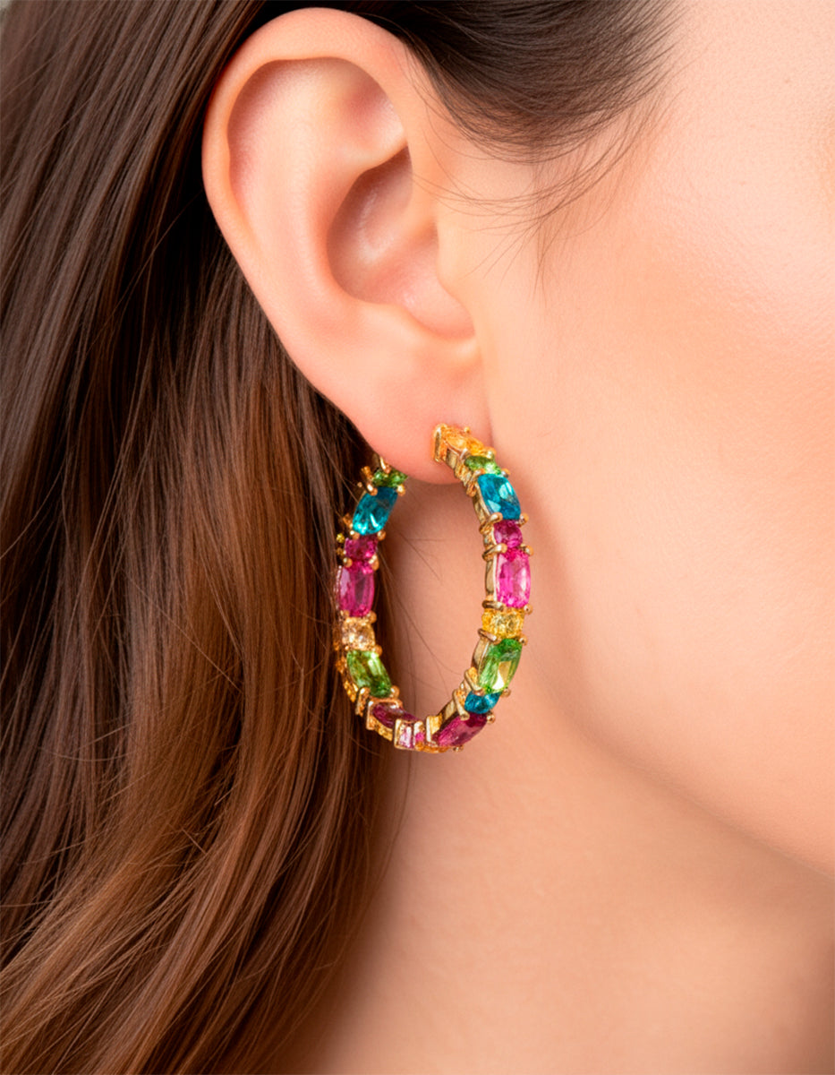 Luxury Color 22k gold-plated hoop earrings