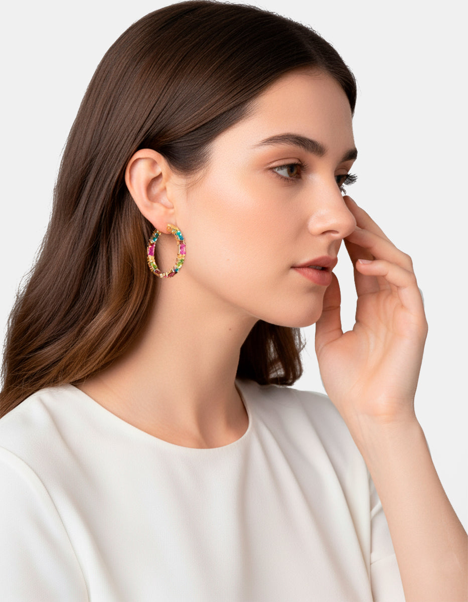 Luxury Color 22k gold-plated hoop earrings