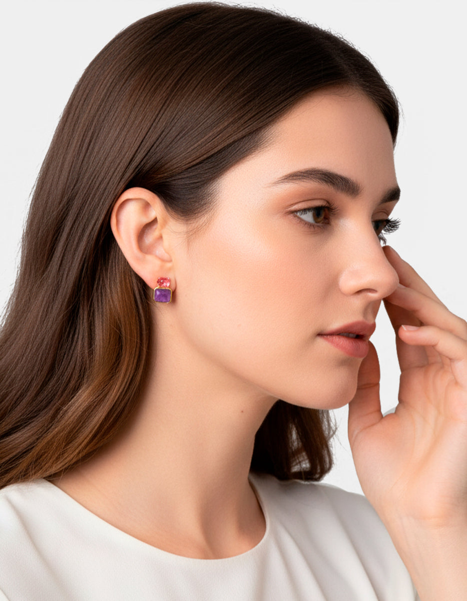 Luxury Color 22k gold-plated earrings