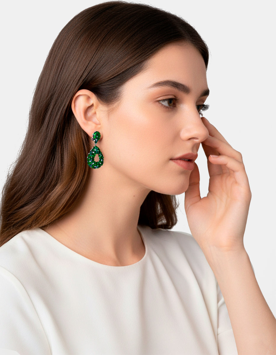 Luxury Color 22k gold-plated emerald bombay gems earrings