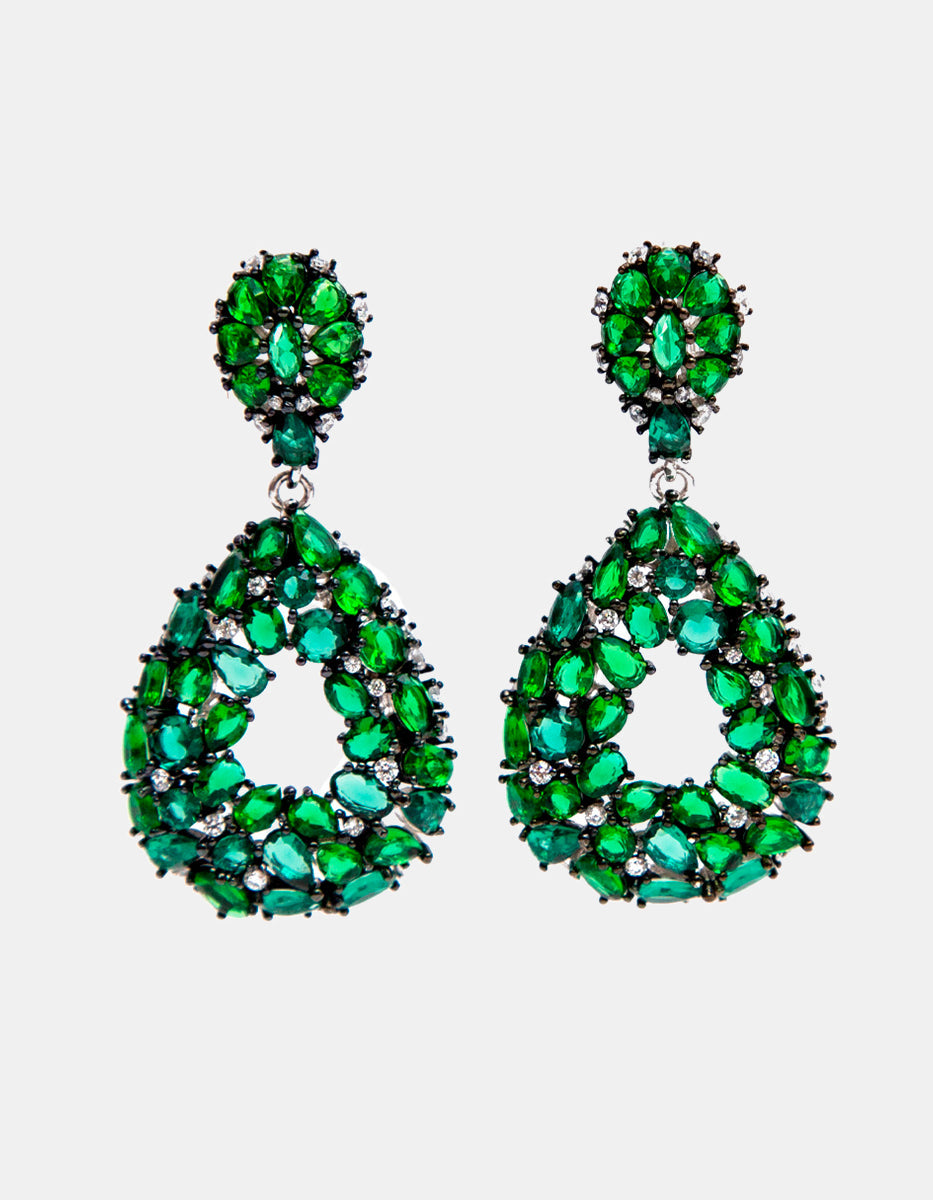 Luxury Color 22k gold-plated emerald bombay gems earrings