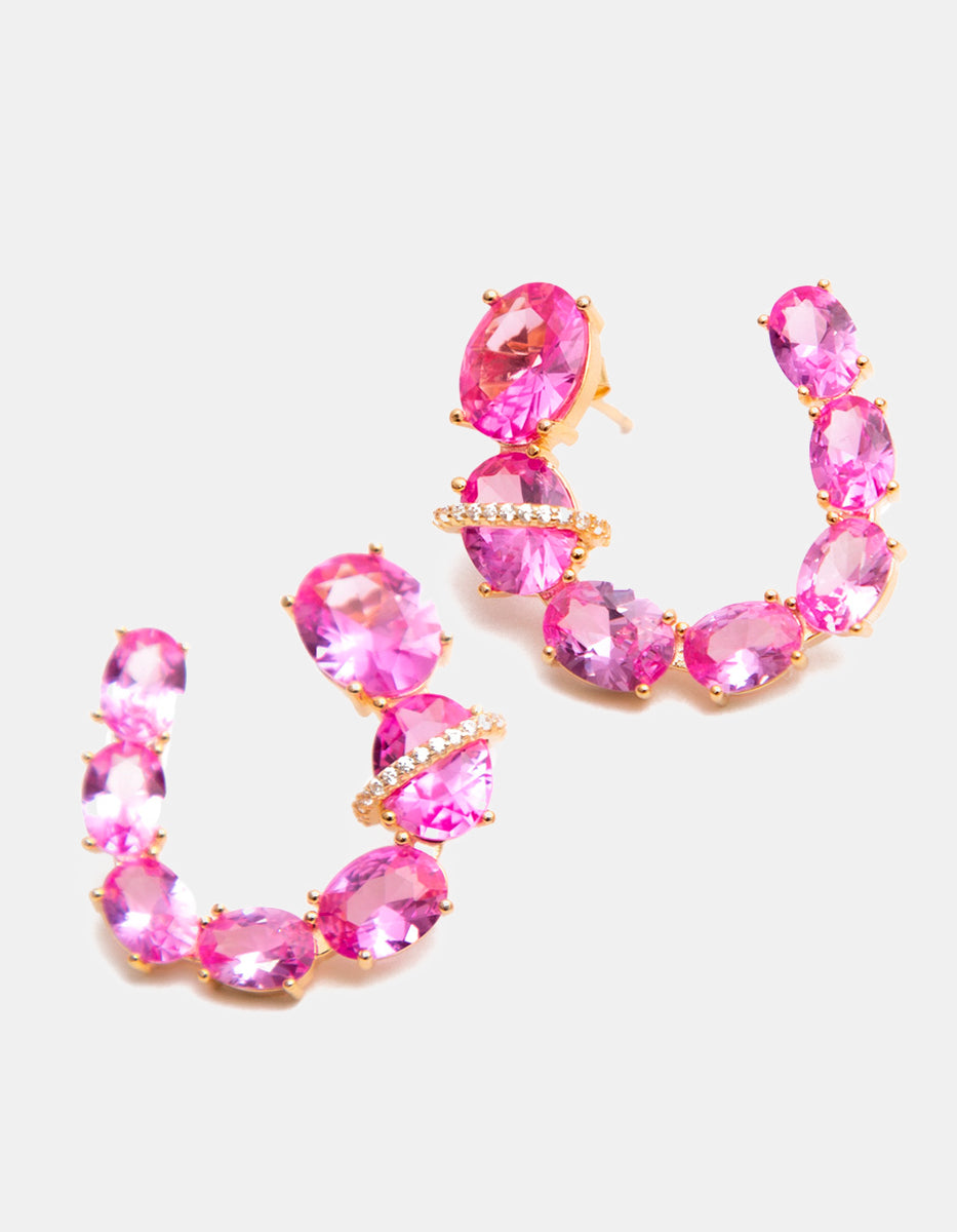 Luxury Color 22k gold-plated rose gems earrings