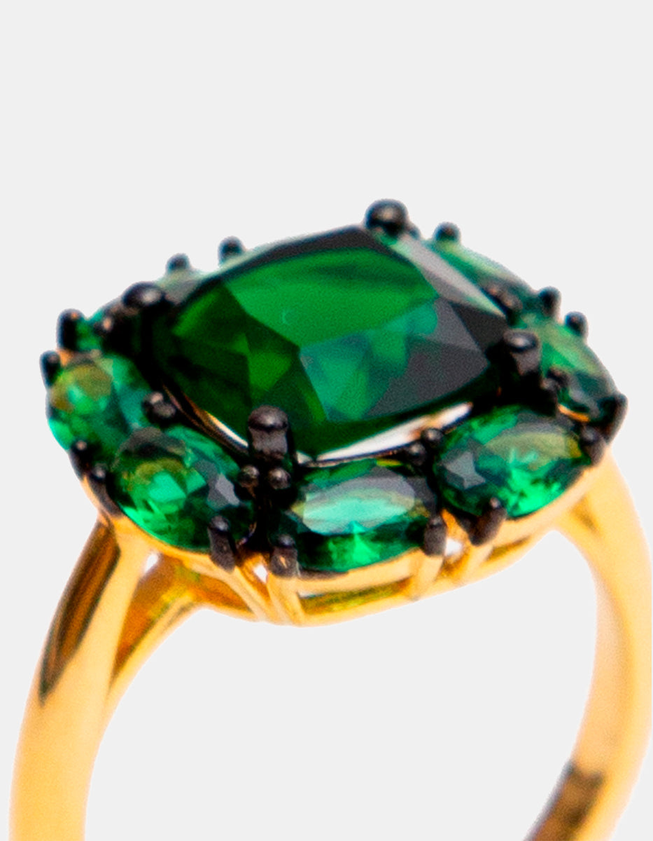 Luxury Color 22k gold-plated emerald bomaby gems ring