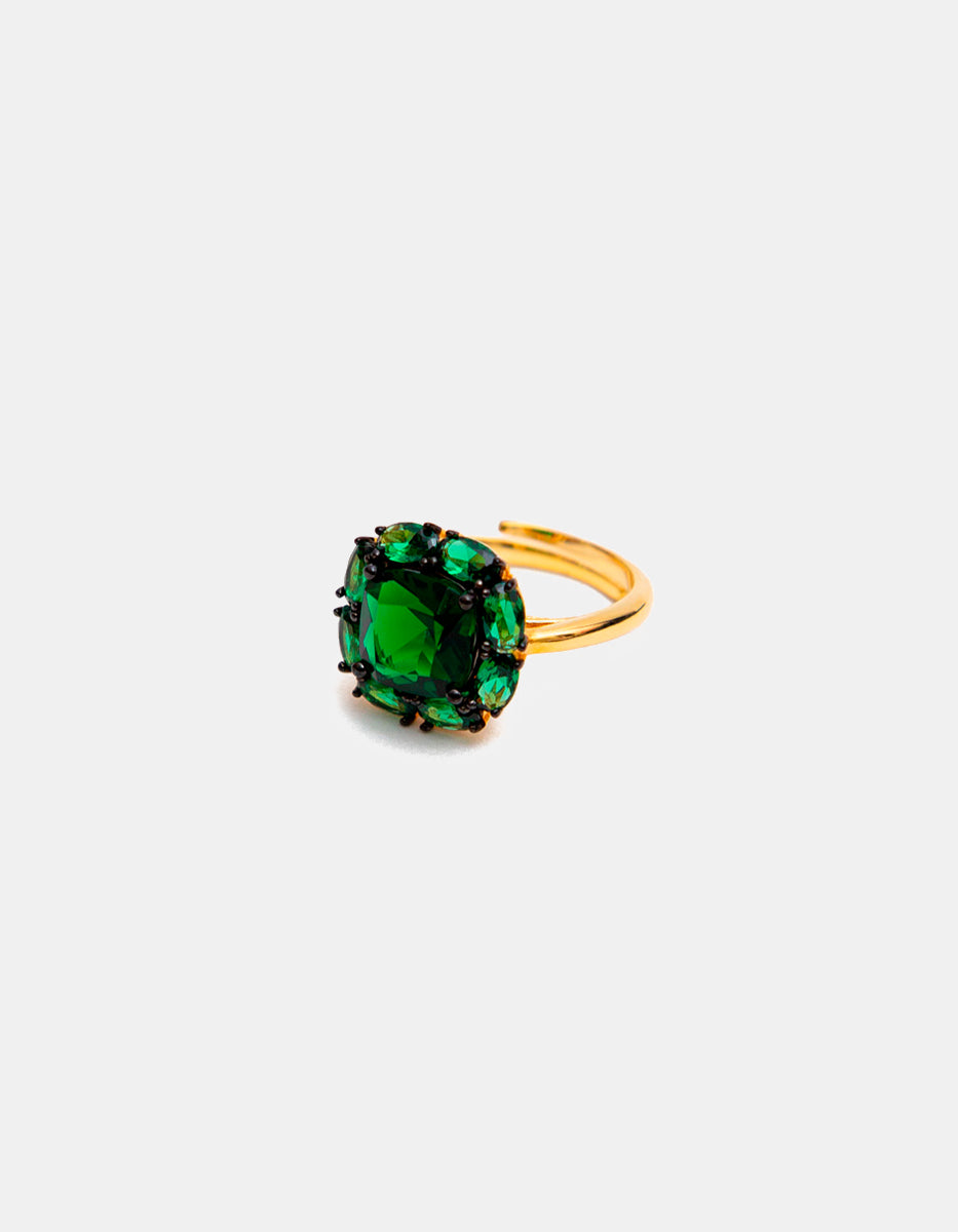 Luxury Color 22k gold-plated emerald bomaby gems ring