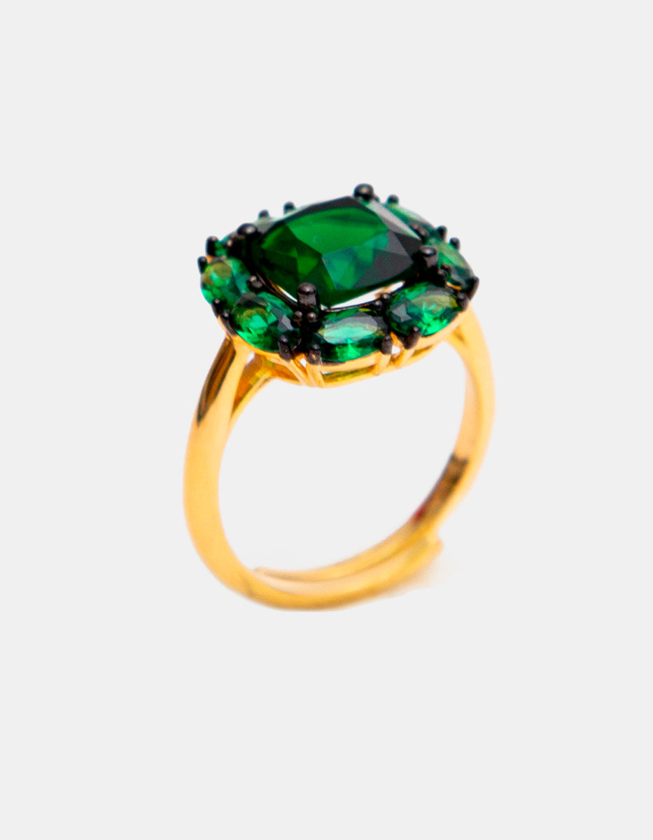 Luxury Color 22k gold-plated emerald bomaby gems ring