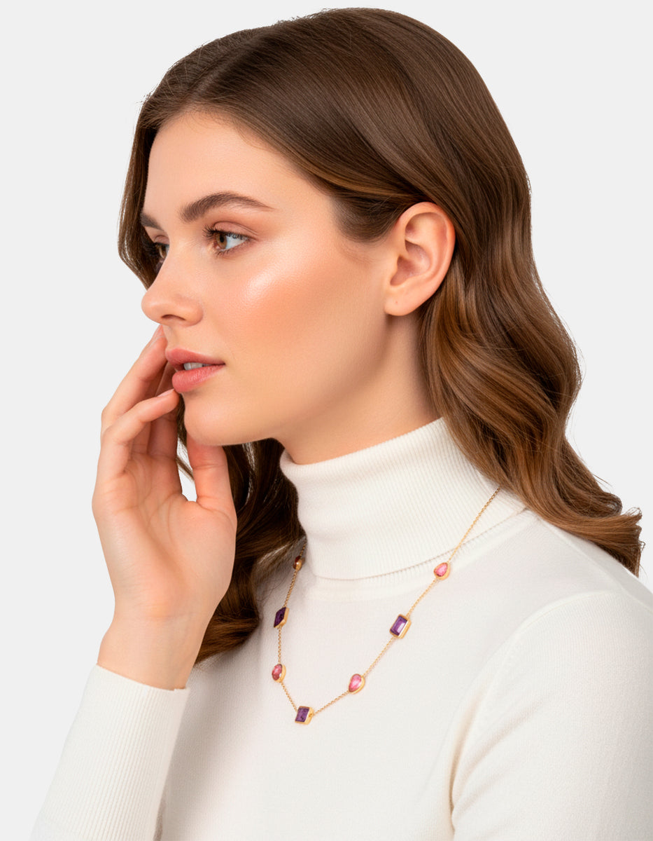 Luxury Color 22k gold-plated necklace