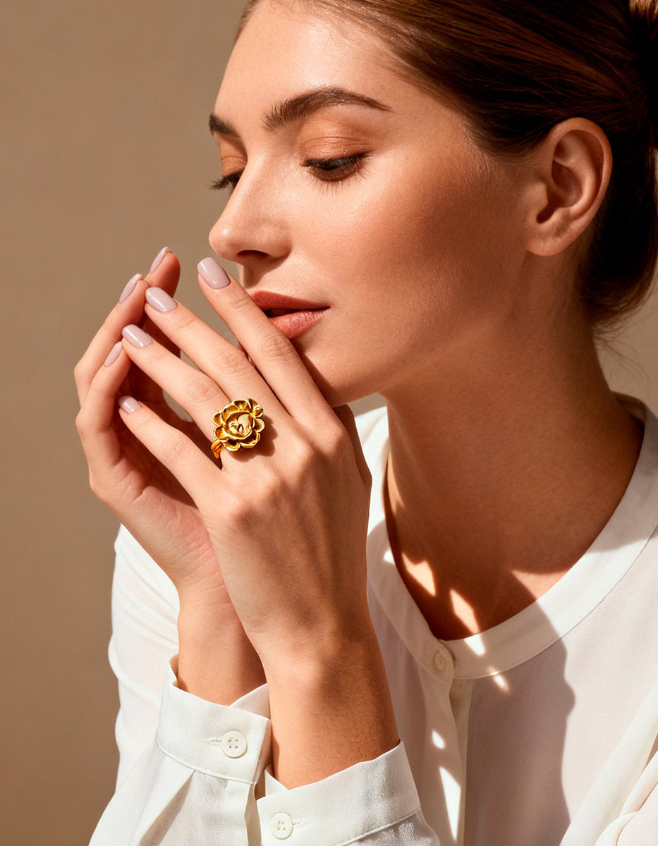 Eden gold-plated rose ring