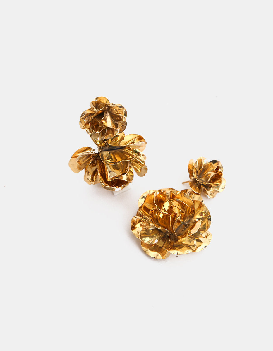 Eden gold-plated roses earrings