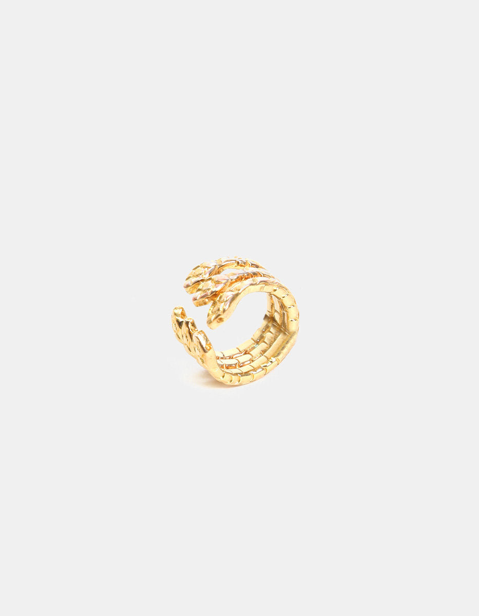 Poison gold-plated hammered snake ring