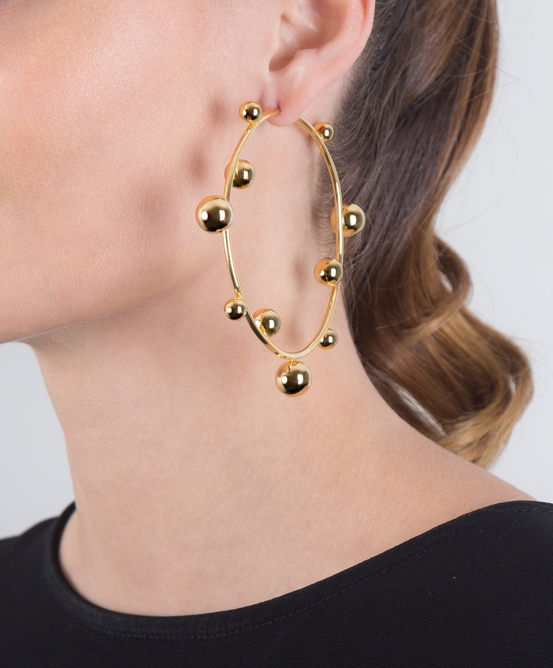 Universe gold-plated hoop earrings