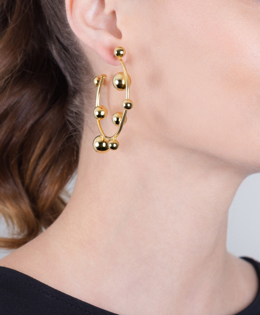 Universe gold-plated hoop earrings