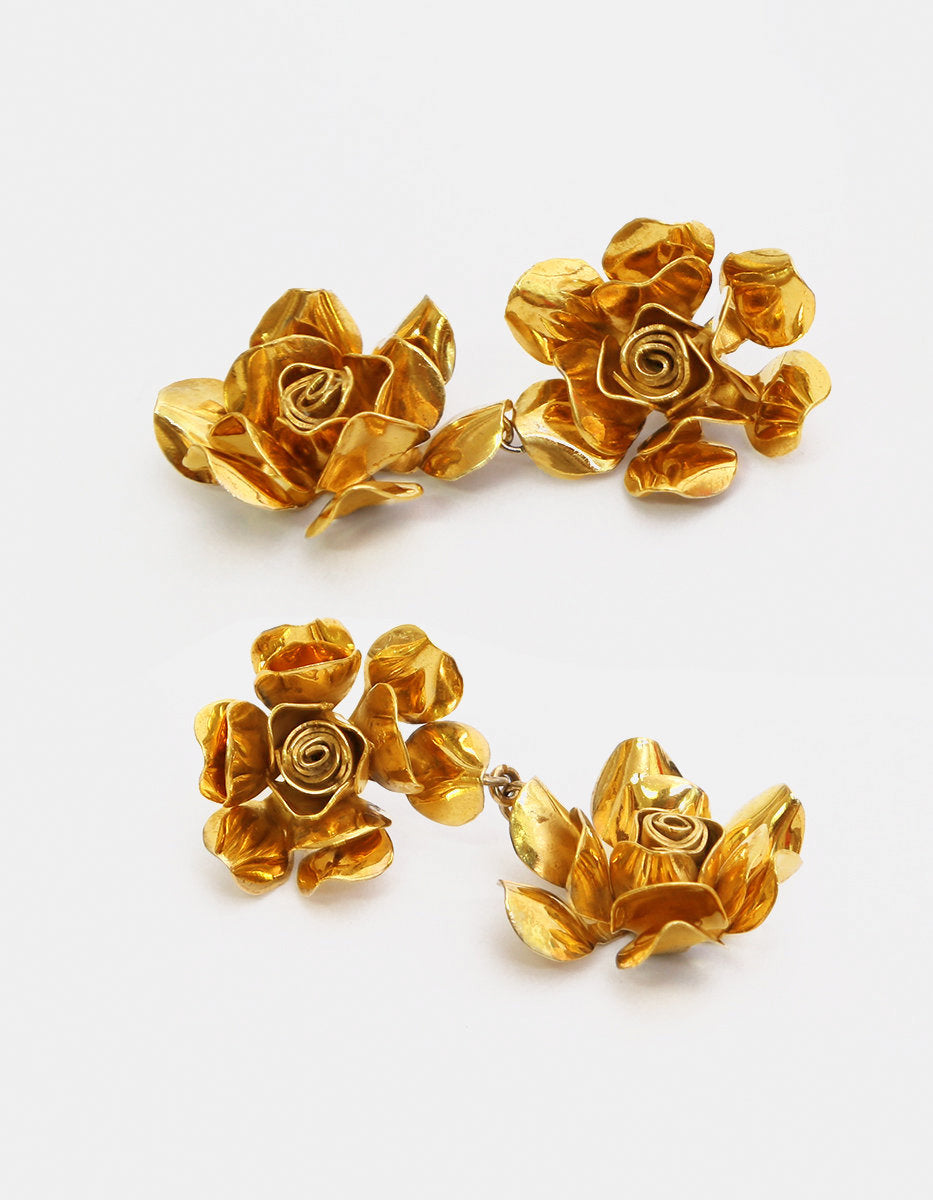 Eden gold-plated roses earrings