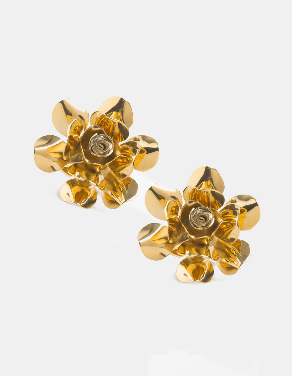 Eden gold-plated rose earrings
