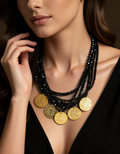Memories 7-Strand Austrian Crystal & 5-Coin Vintage Necklace