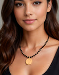 Memories Faceted Black Agates & Authentic Coin Necklace