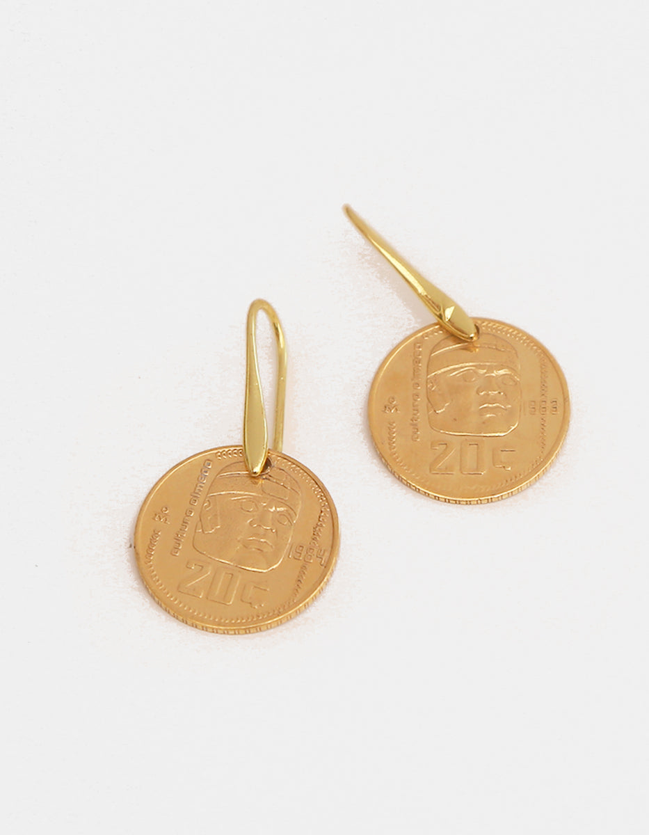 Memories Vintage Olmec Coin Earrings