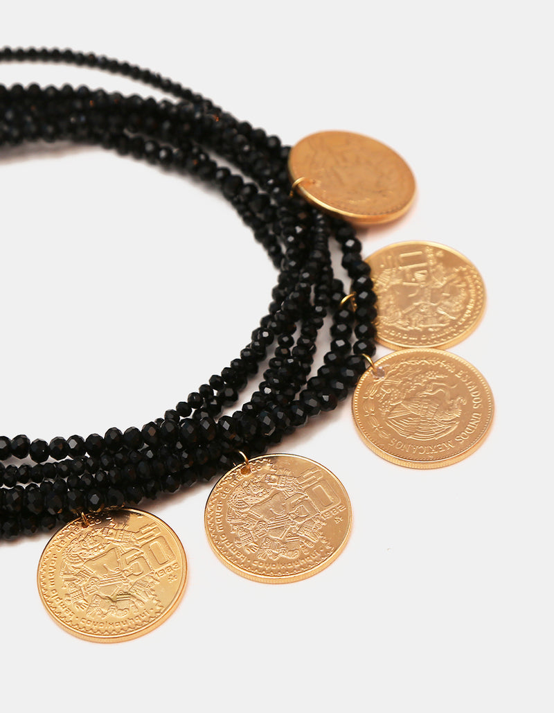 Memories 7-Strand Austrian Crystal & 5-Coin Vintage Necklace
