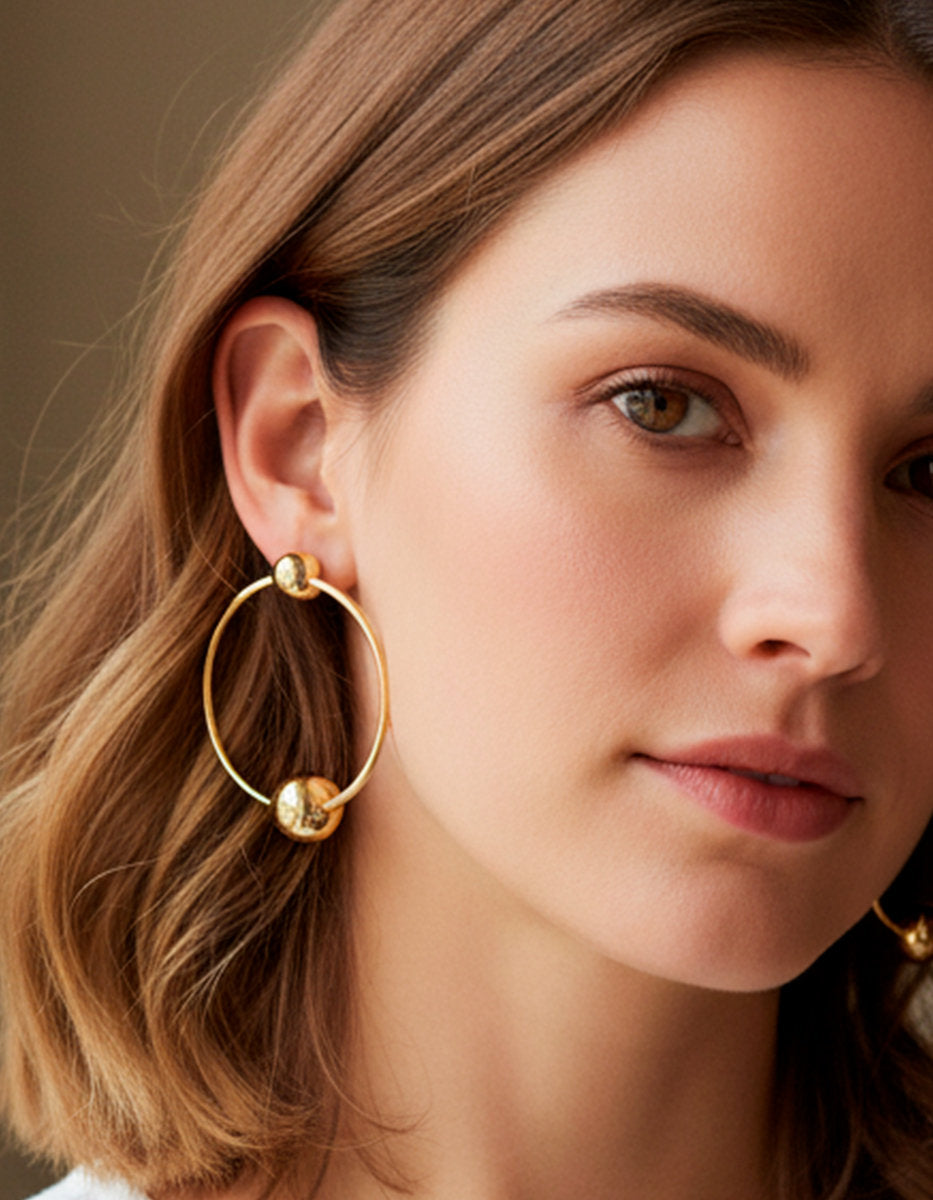 Universe gold-plated hoop earrings