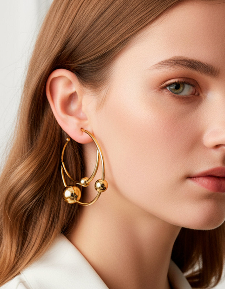 Universe gold-plated hoop earrings