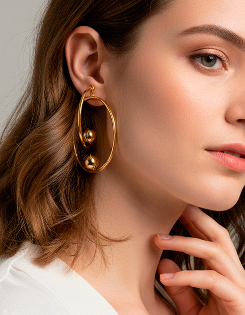 Universe gold-plated earrings