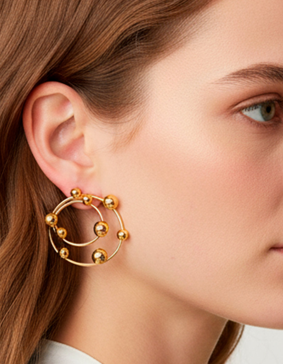 Universe gold-plated hoop earrings