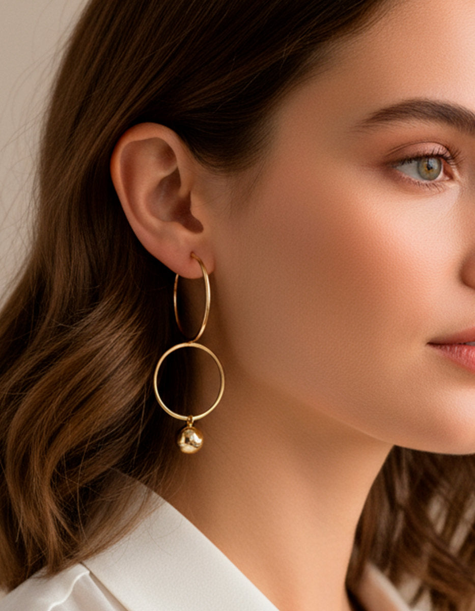 Universe gold-plated hoop earrings