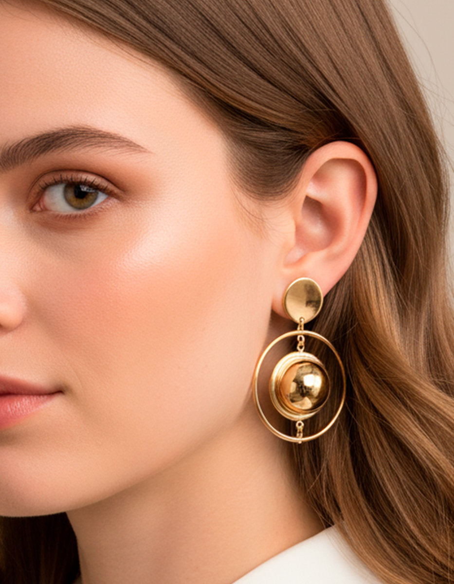Universe gold-plated earrings
