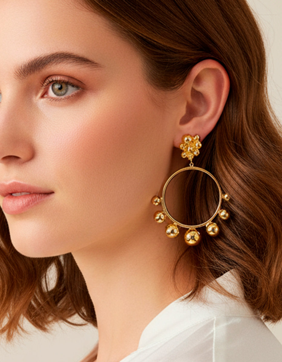 Universe gold-plated earrings