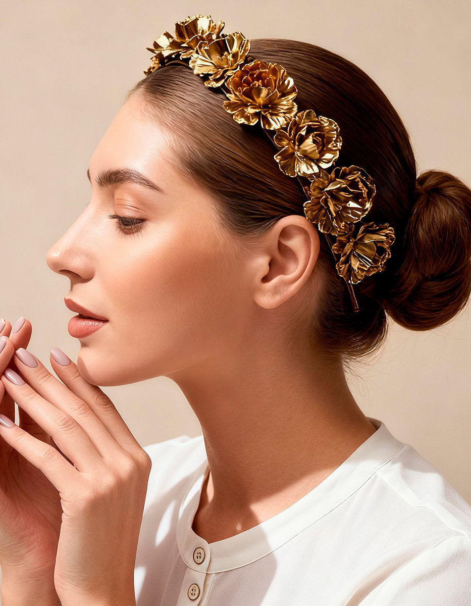 Eden gold-plated roses hairband