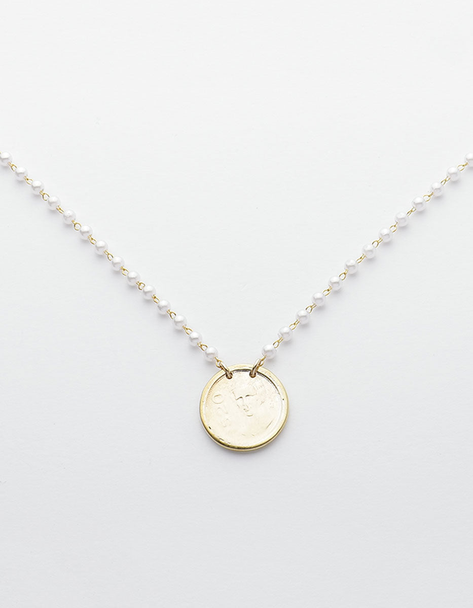 Memories Authentic Coin & Mabe Pearl Necklace