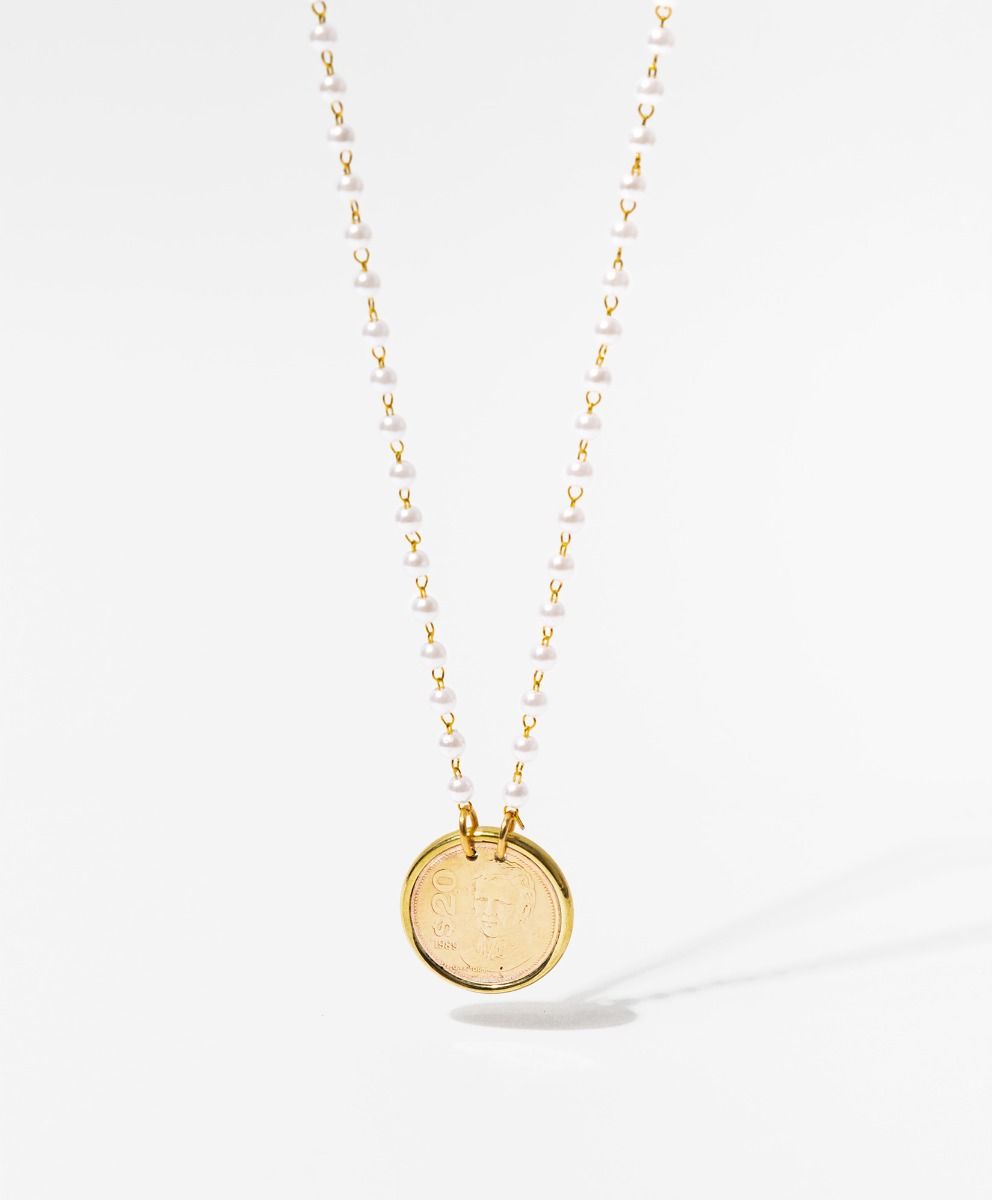 Memories Authentic Coin & Mabe Pearl Necklace
