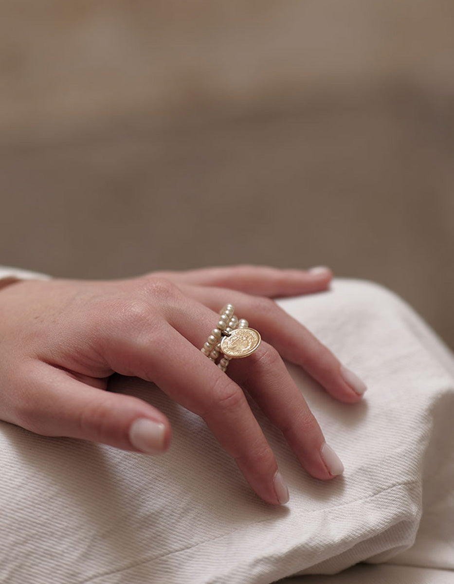Memories Authentic Coin & Mabe Pearl Ring