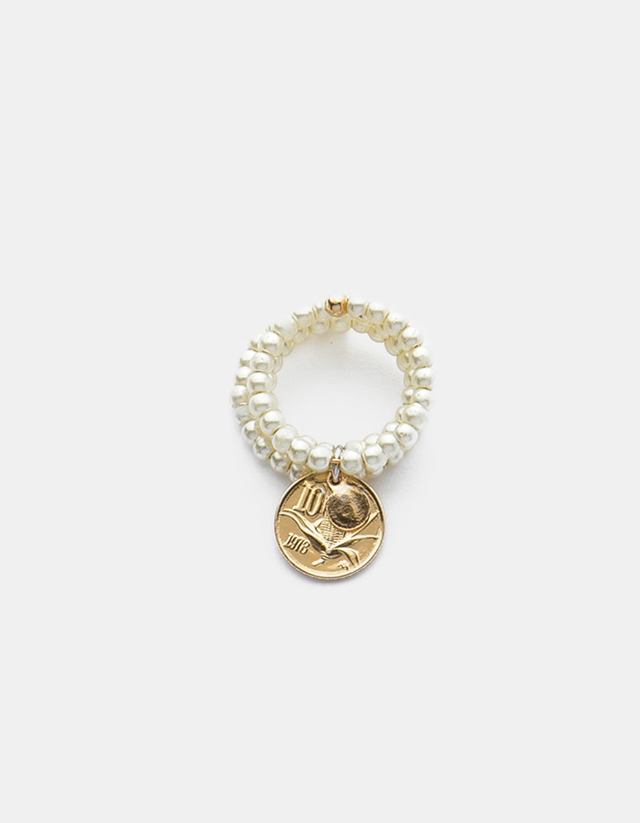 Memories Authentic Coin & Mabe Pearl Ring