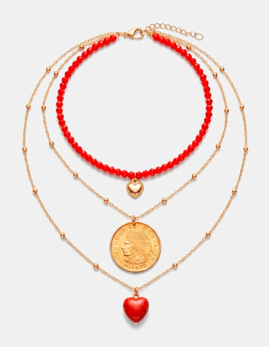 Memories Authentic Coin & Hearts Necklace