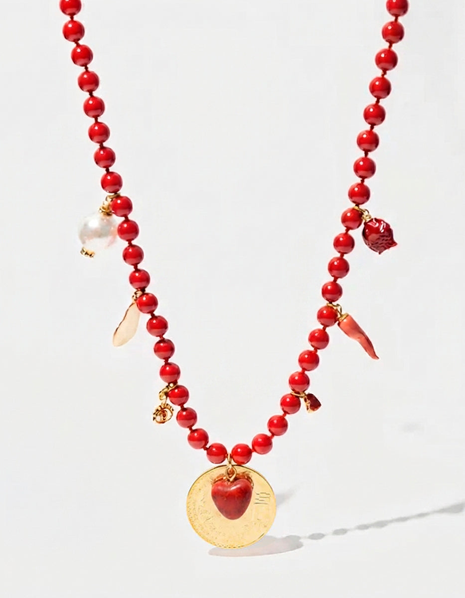 Memories Authentic Red Coins Necklace