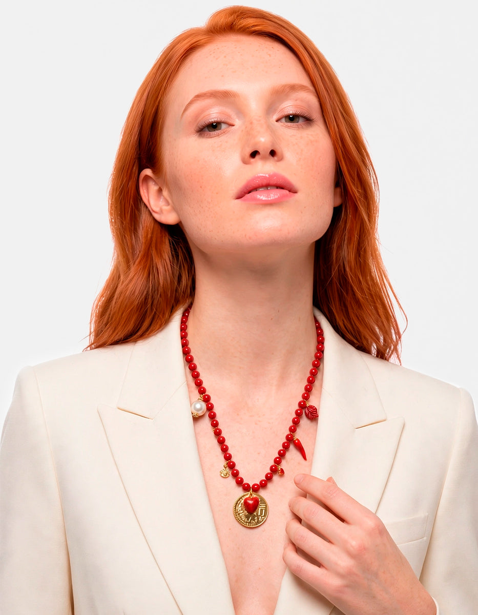 Memories Authentic Red Coins Necklace