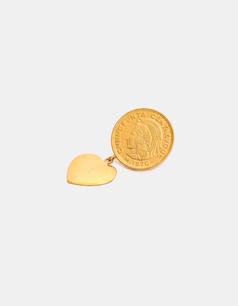 Memories Authentic Mexican Coin & Heart Earrings