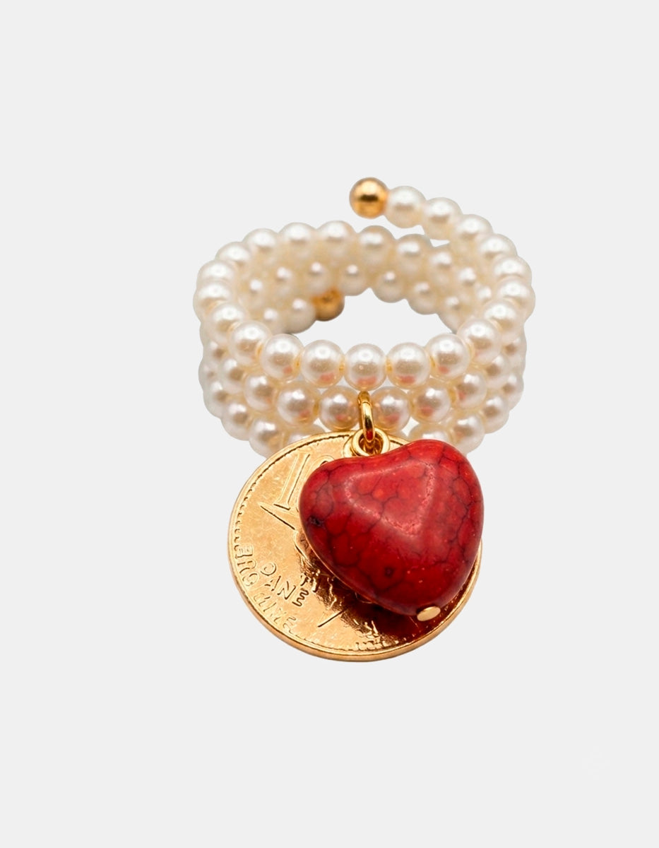 Memories Authentic Coin & Mabe Pearls Ring
