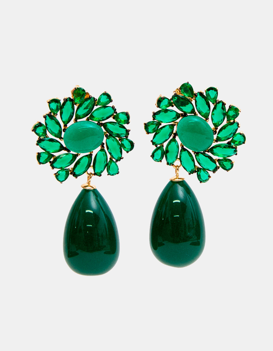Luxury Color 22k gold-plated with emerald bombay gem earrings
