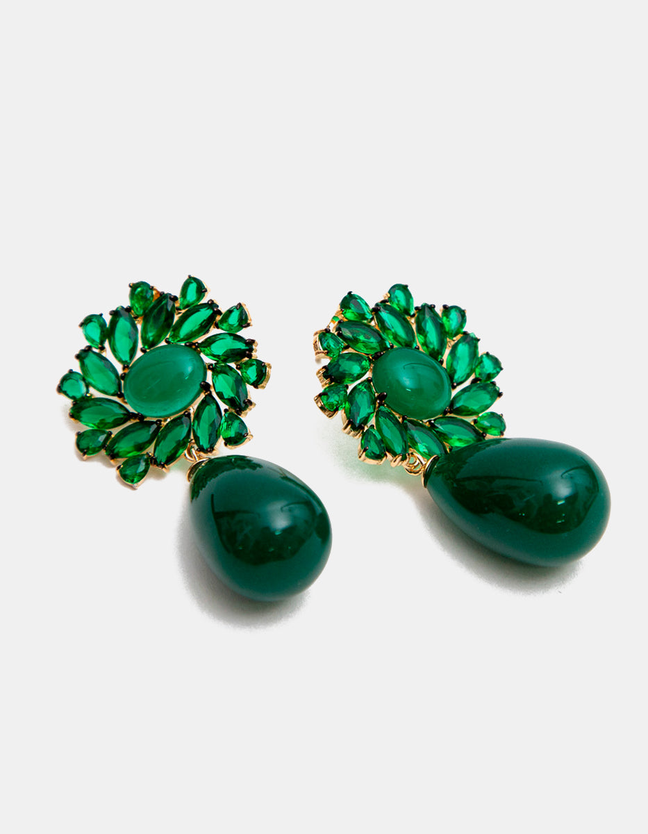 Luxury Color 22k gold-plated with emerald bombay gem earrings