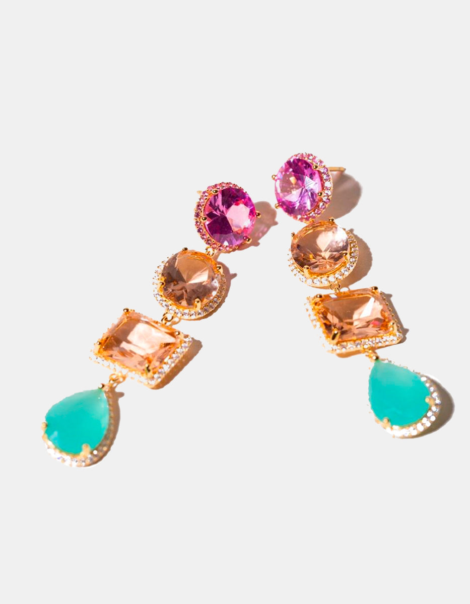 Luxury Color 22k gold-plated with citrines earrings