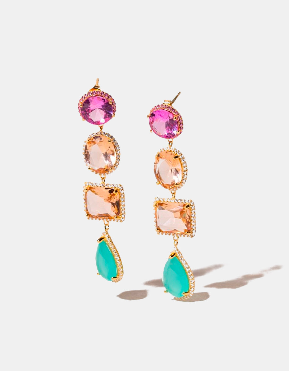 Luxury Color 22k gold-plated with citrines earrings