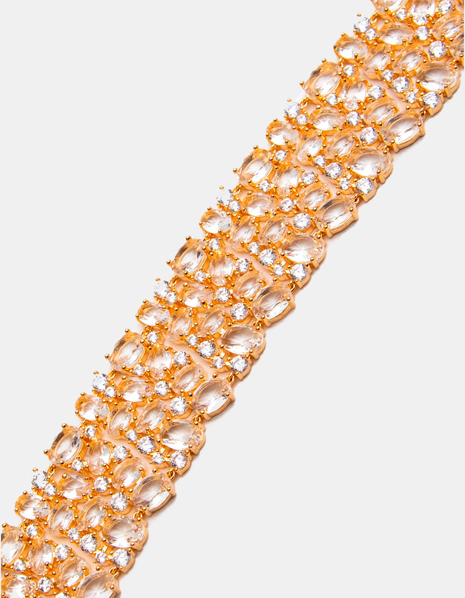 Luxury Color 22k gold-plated with white topazes bracelet